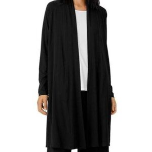 Eileen Fisher 3X Black Tencel Lyocell Duster Jacket Quiet Luxury Minimalist Core
